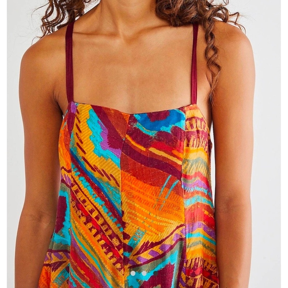 Free People Sahara Desert Maxi Western Cowgirl Boho Handkerchief Hem Retro Indie - Picture 2 of 7